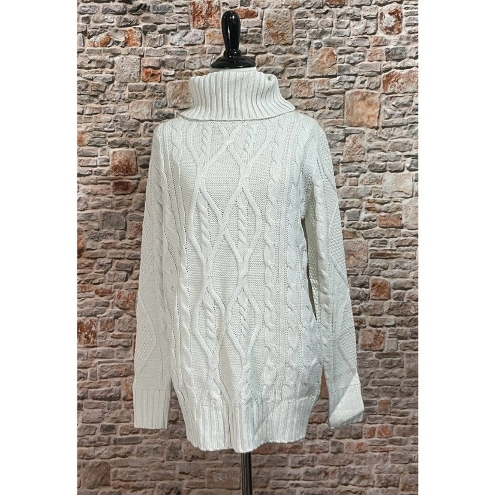 NWT Zenana Cream Cable Knit Turtleneck Sweater size small